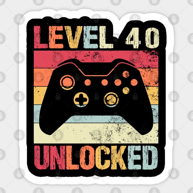 Level 40 Unlocked - 40th Birthday Sticker by Teesamd